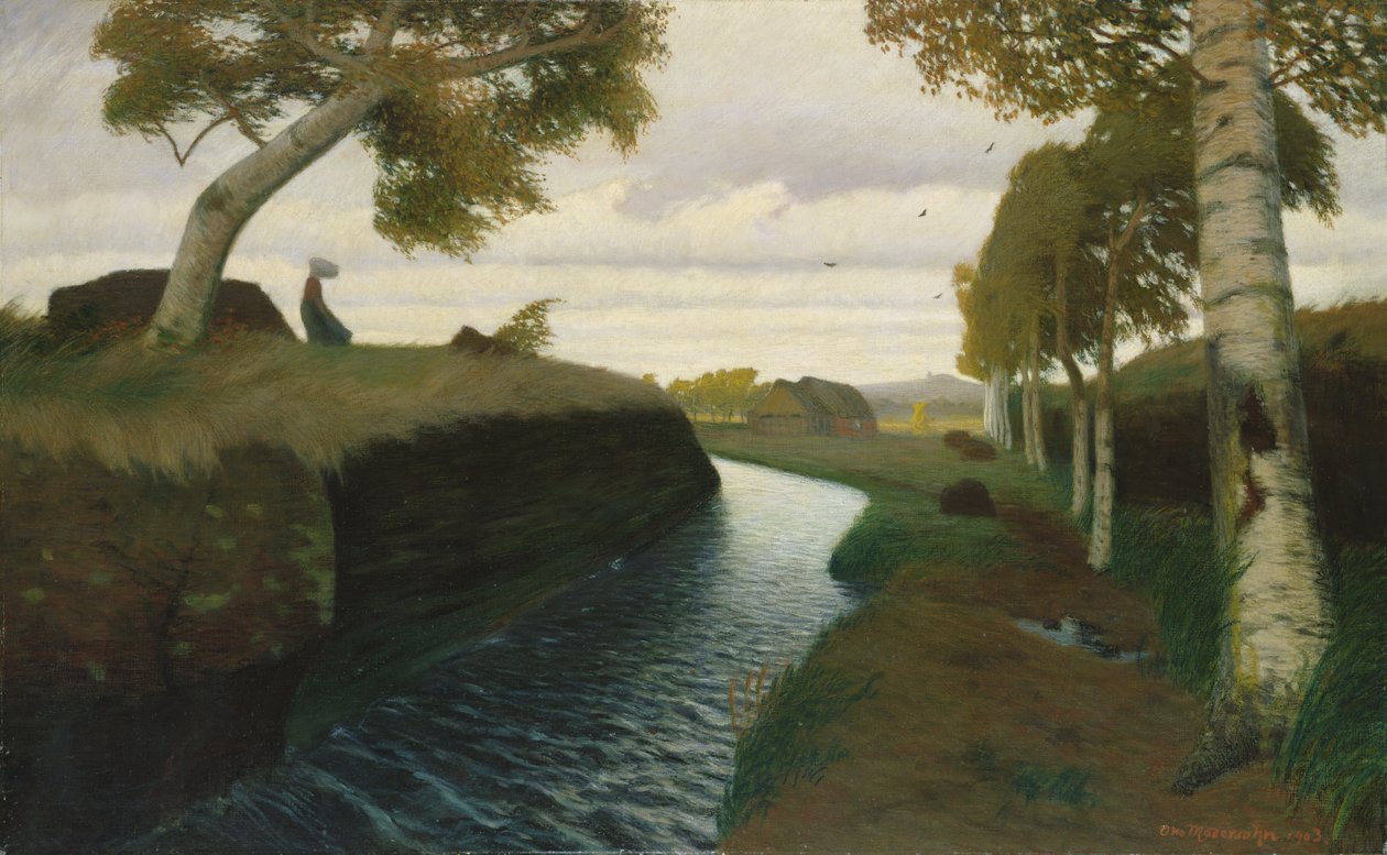 Kanaal in Heidegebied, 1903 door Otto Modersohn