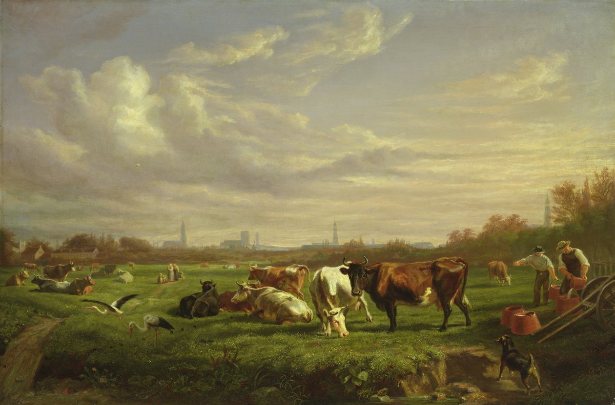 Weide met de Stad Dammtor op de Achtergrond door Otto Speckter