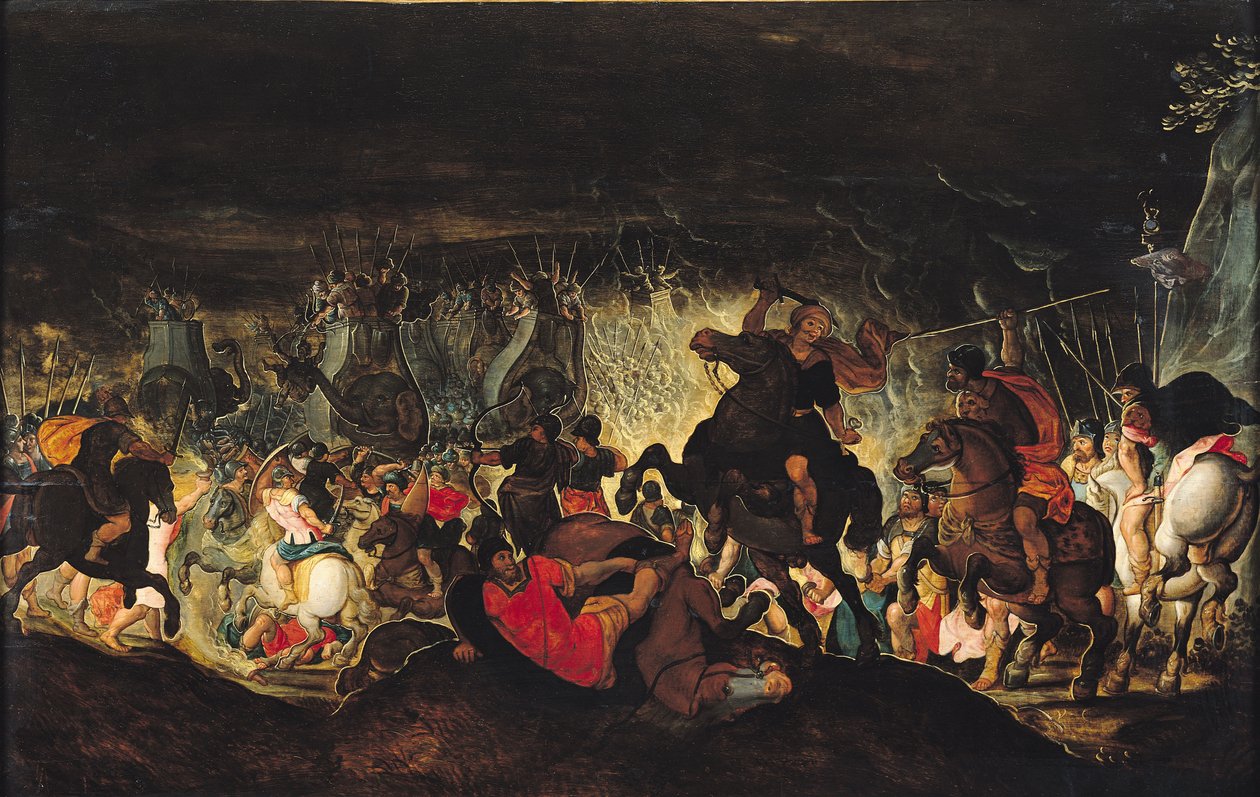 De Slag bij Zama, 202 v.Chr., ca. 1585-90 door Otto van Veen