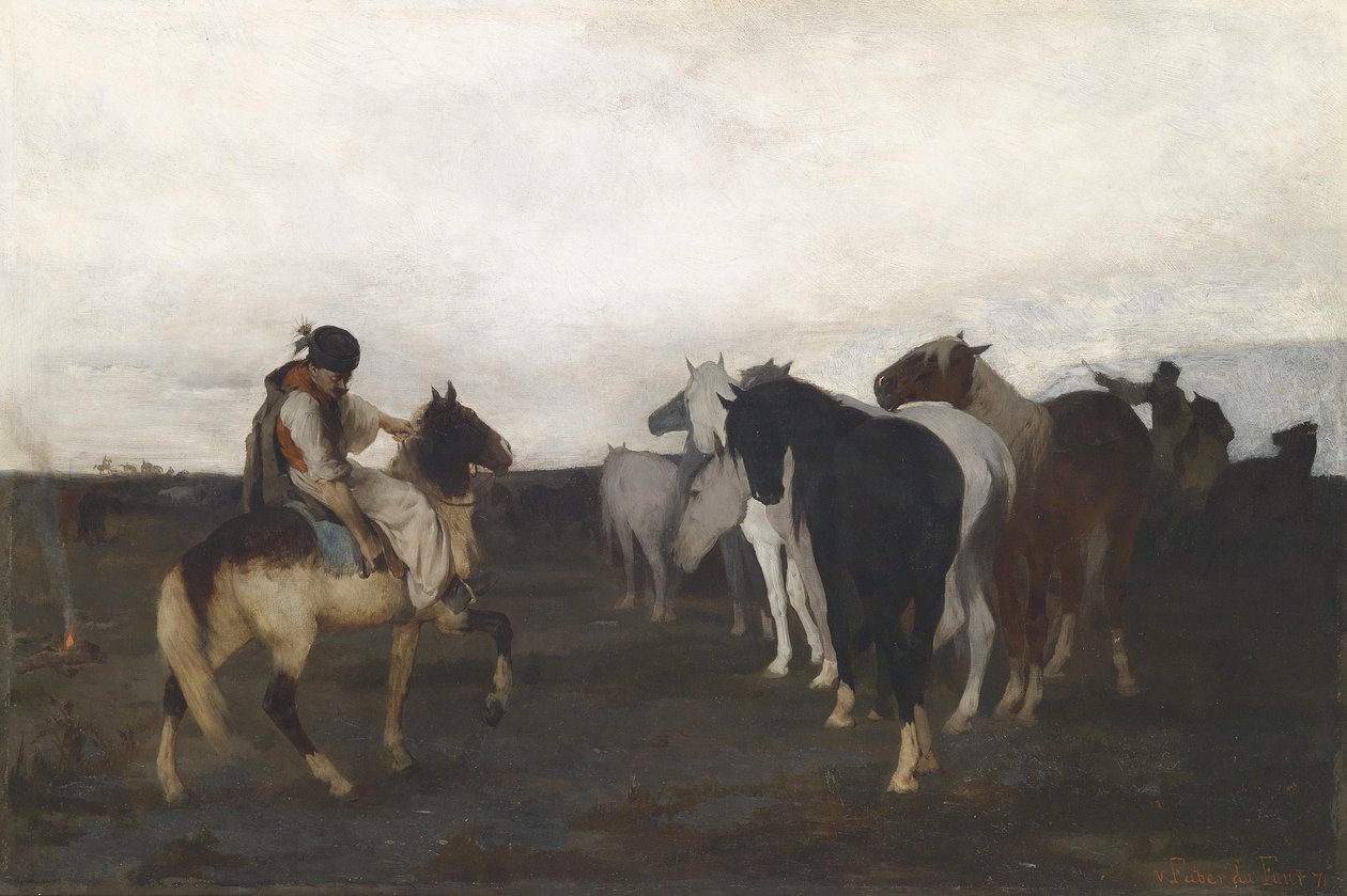 Postpaarden door Otto von Faber du Faur