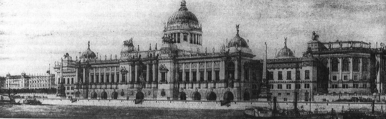 Niet-winnende inzending voor de wedstrijd over het parlementsgebouw van Boedapest (1883) door Otto wagner and partners