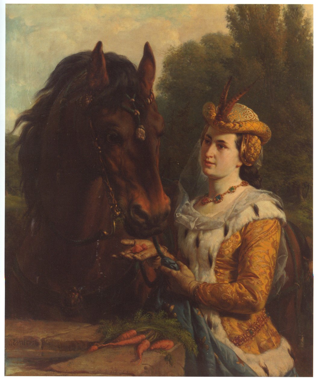 Jacoba van Beieren met haar paard door Otto Eerelman