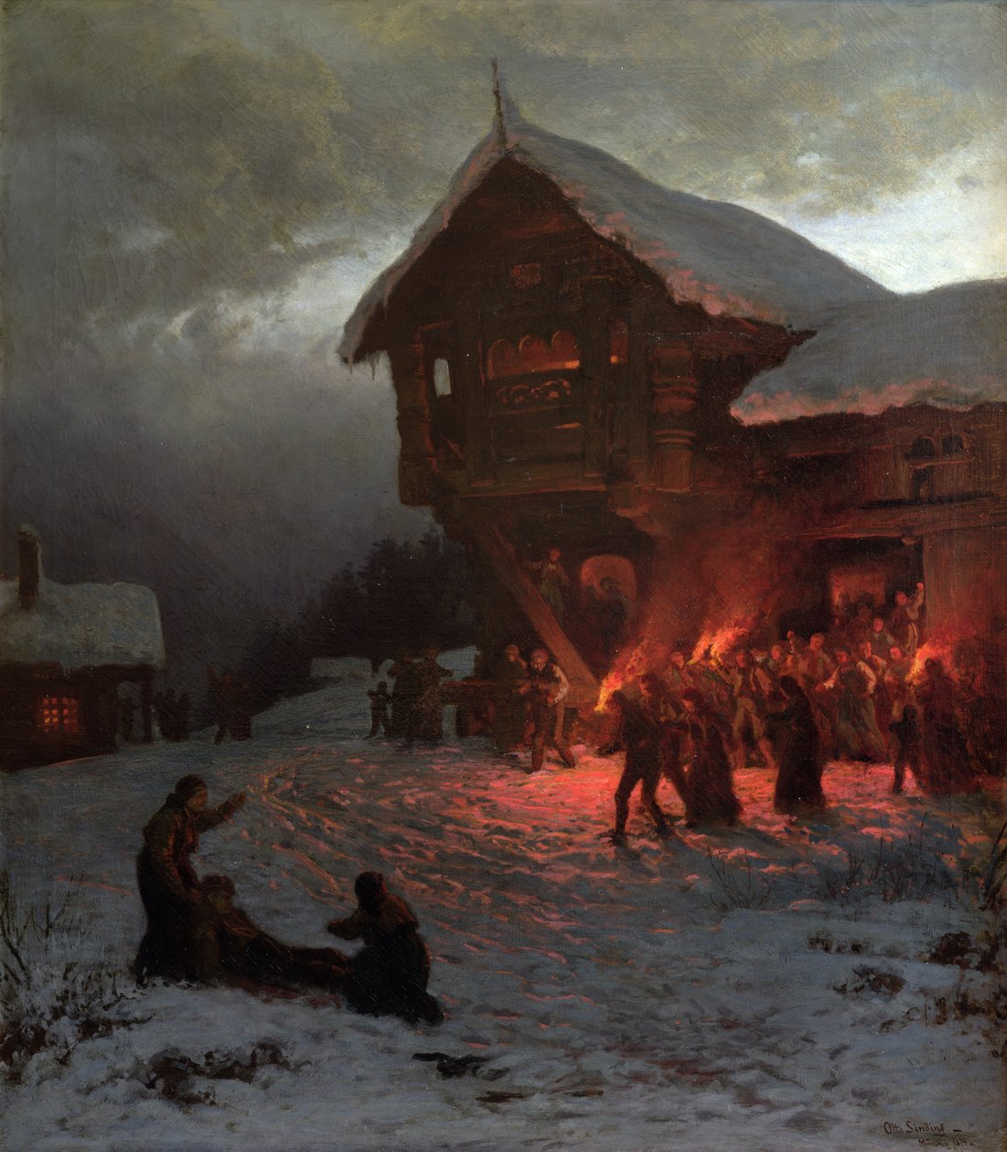 Gevecht op een kerstfeest door Otto Ludvig Sinding