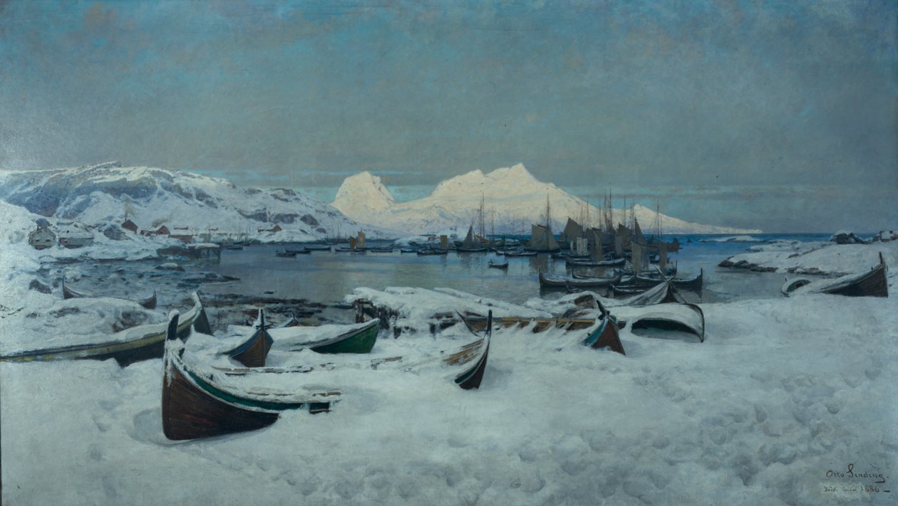Winterdag in Lofoten, Bodø door Otto Ludvig Sinding