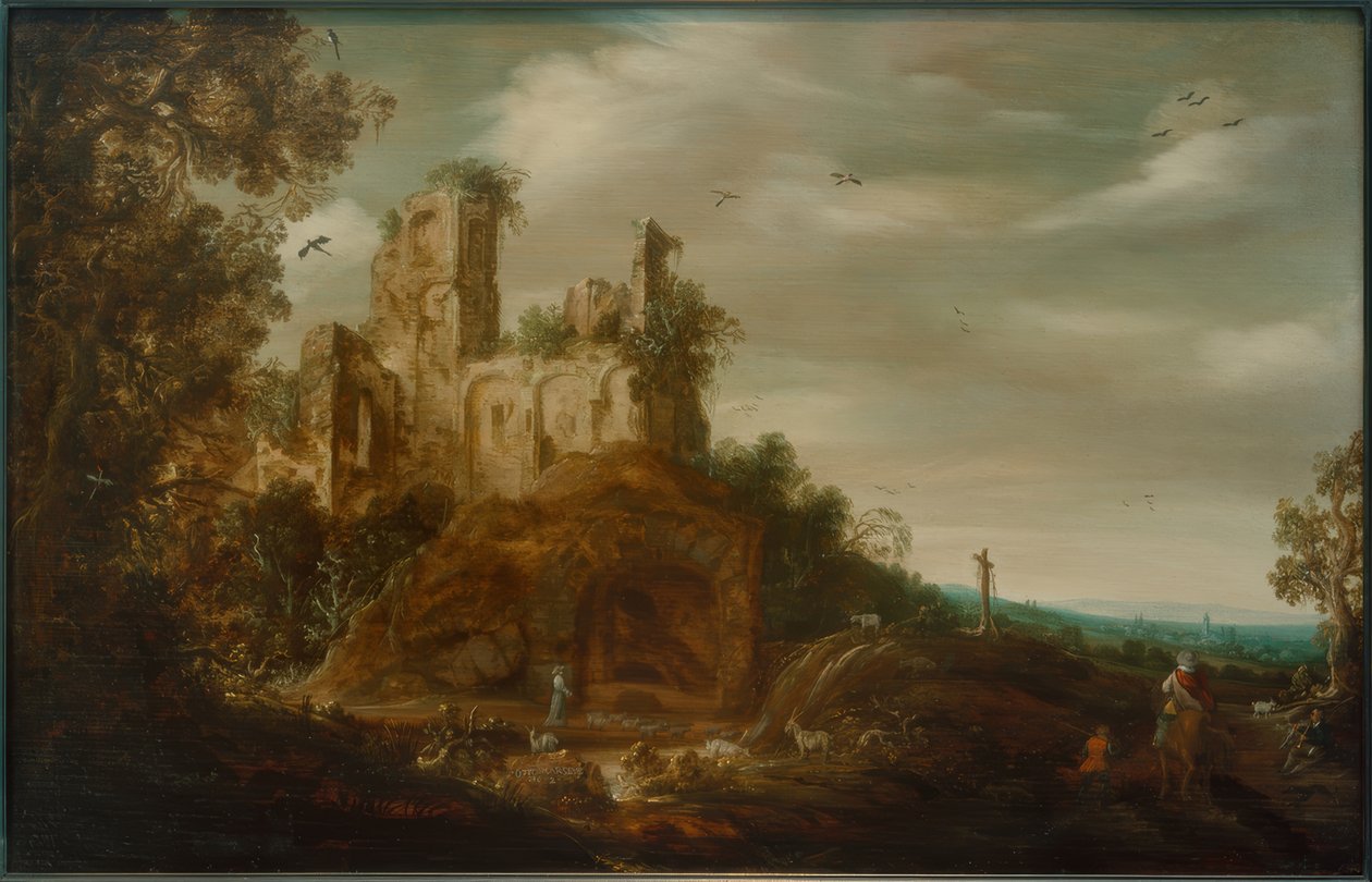 Landschap door Otto Marseus  van Schrieck