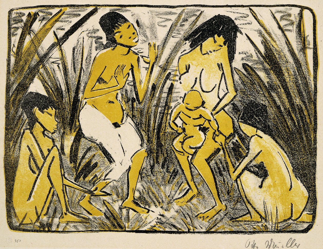 De ontdekking van Mozes, 1920 door Otto Mueller