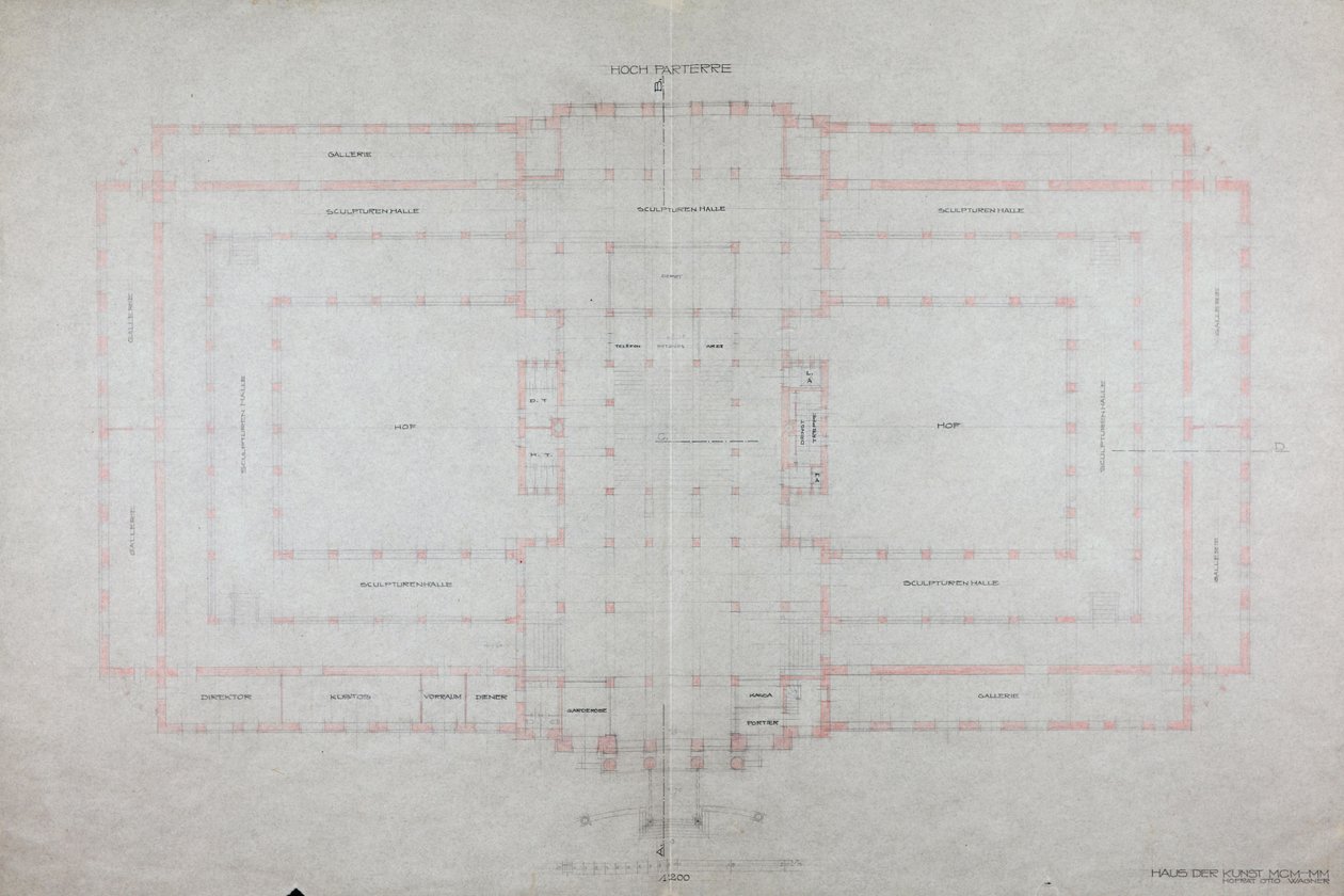 Project voor een "Kunsthuis MCM-MM". door Otto Wagner