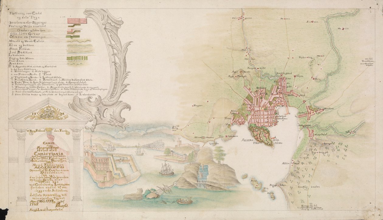 De kaart is uitgegeven in handgetekend (1784) en toont Christiania door P. Stockfleth