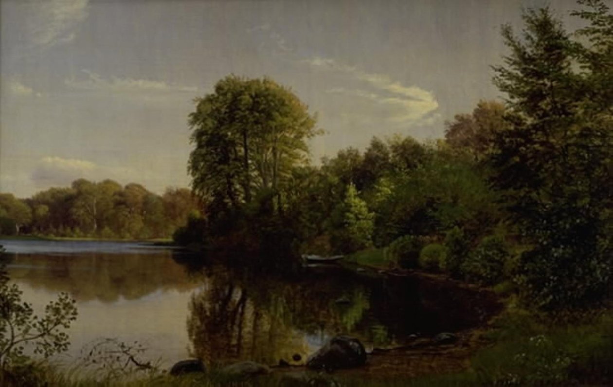 Avond bij Bondedammen in Hellebæk door P.C. Skovgaard
