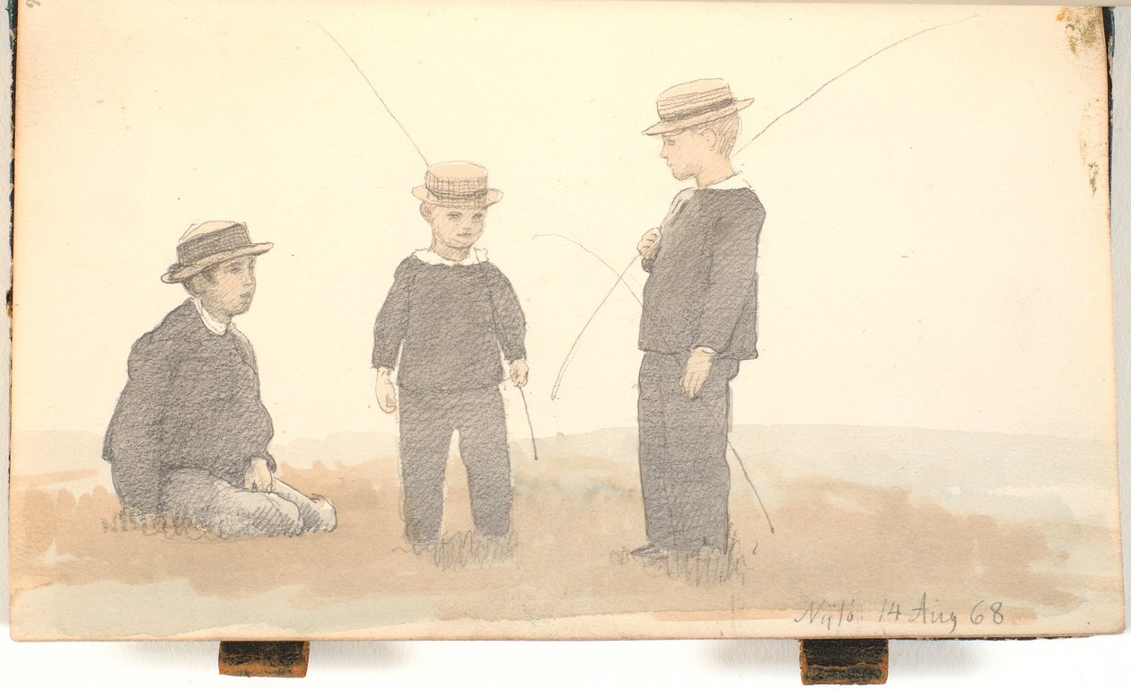 Drie jongens met strohoeden door P.C. Skovgaard