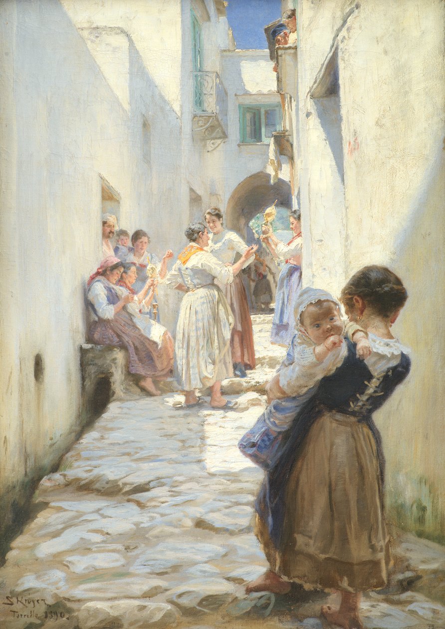 Een straat in Torello, Italië door Peder Severin Krøyer