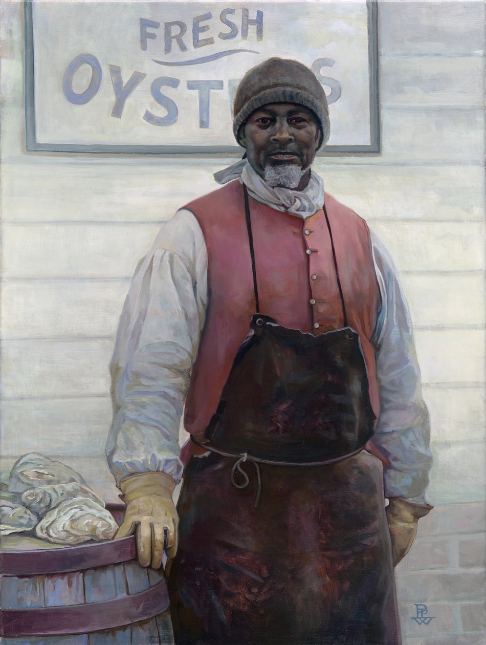 De oesterman, 2016 (olieverf op doek) door Pamela Patrick White
