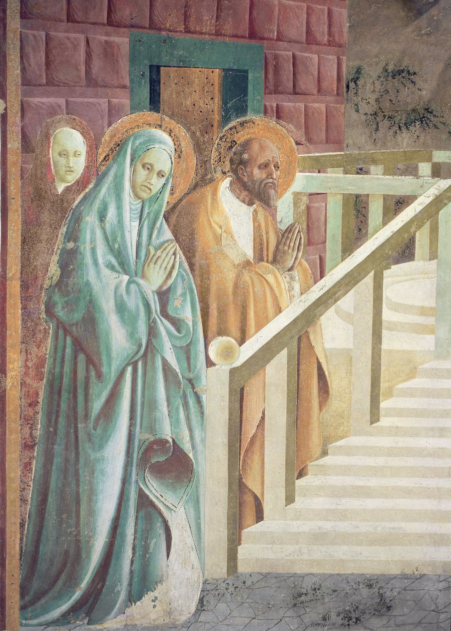 Sint Anna en Joachim bij de Presentatie van Maria in de Tempel, 1433-34 (detail) door Paolo Uccello