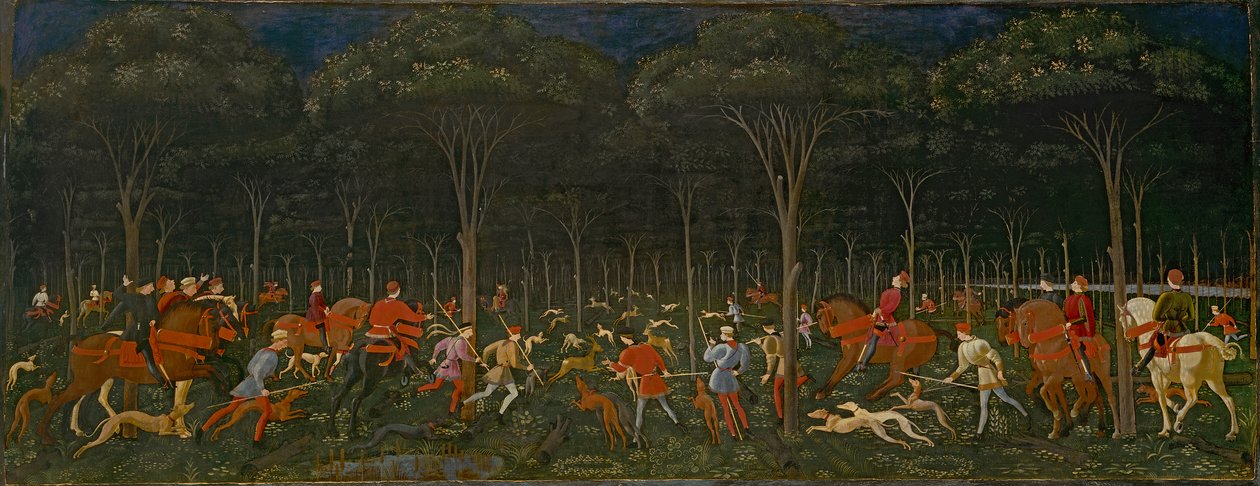 De jacht in het bos, c.1465-70 door Paolo Uccello