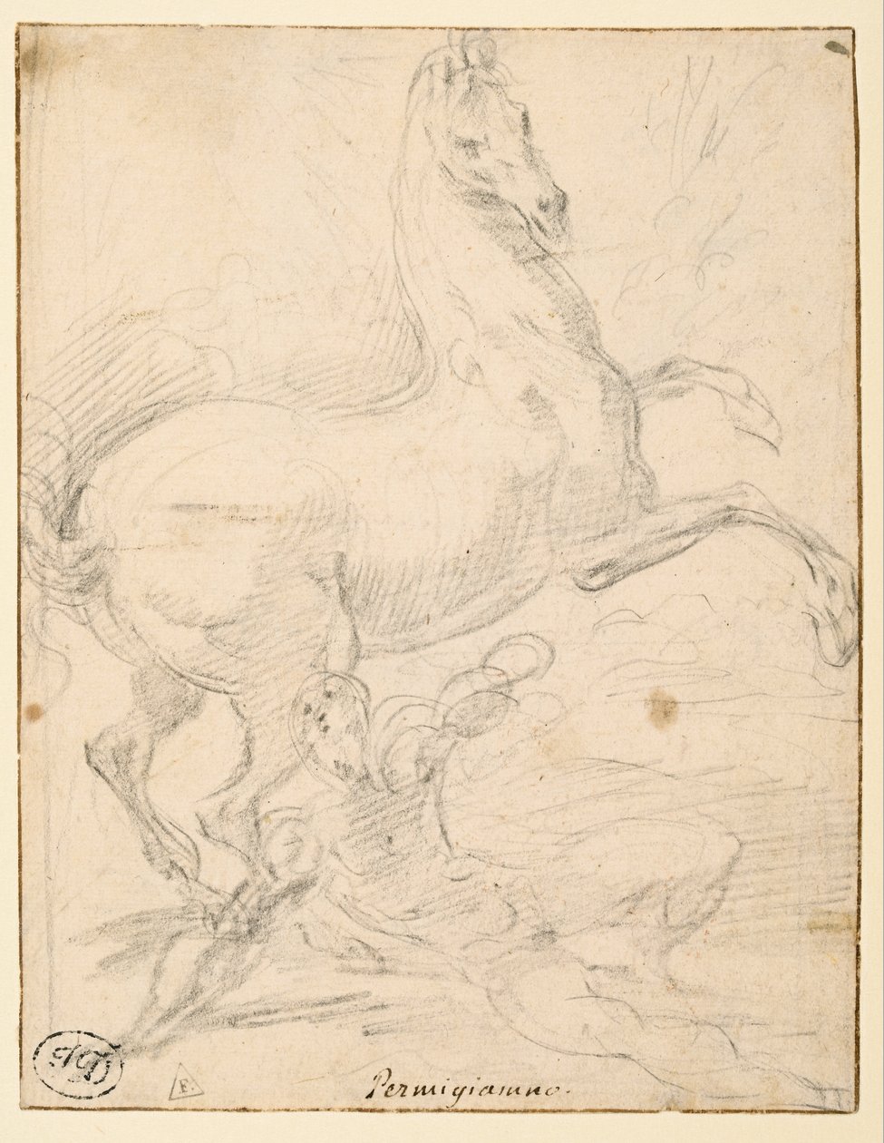 Bekering van Sint Paulus (recto) door Parmigianino