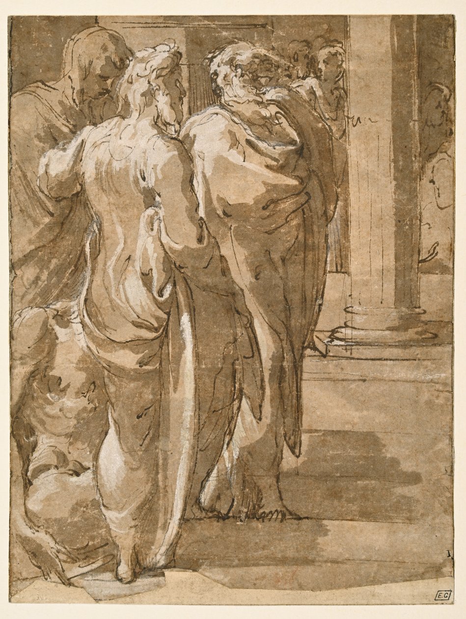 Genezing van de lamme man (?) door Parmigianino