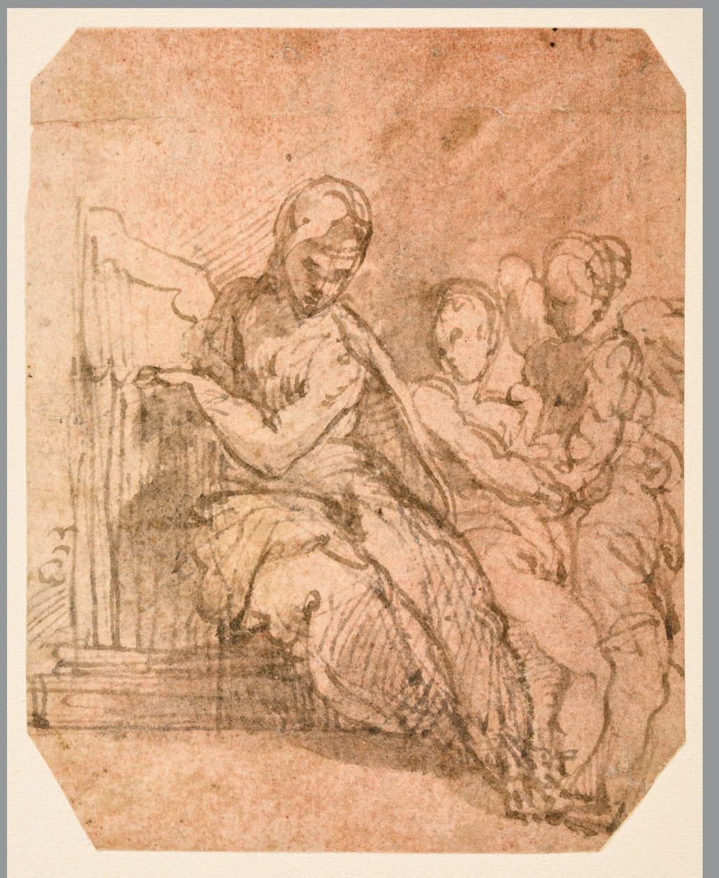 Sint Cecilia (recto) door Parmigianino
