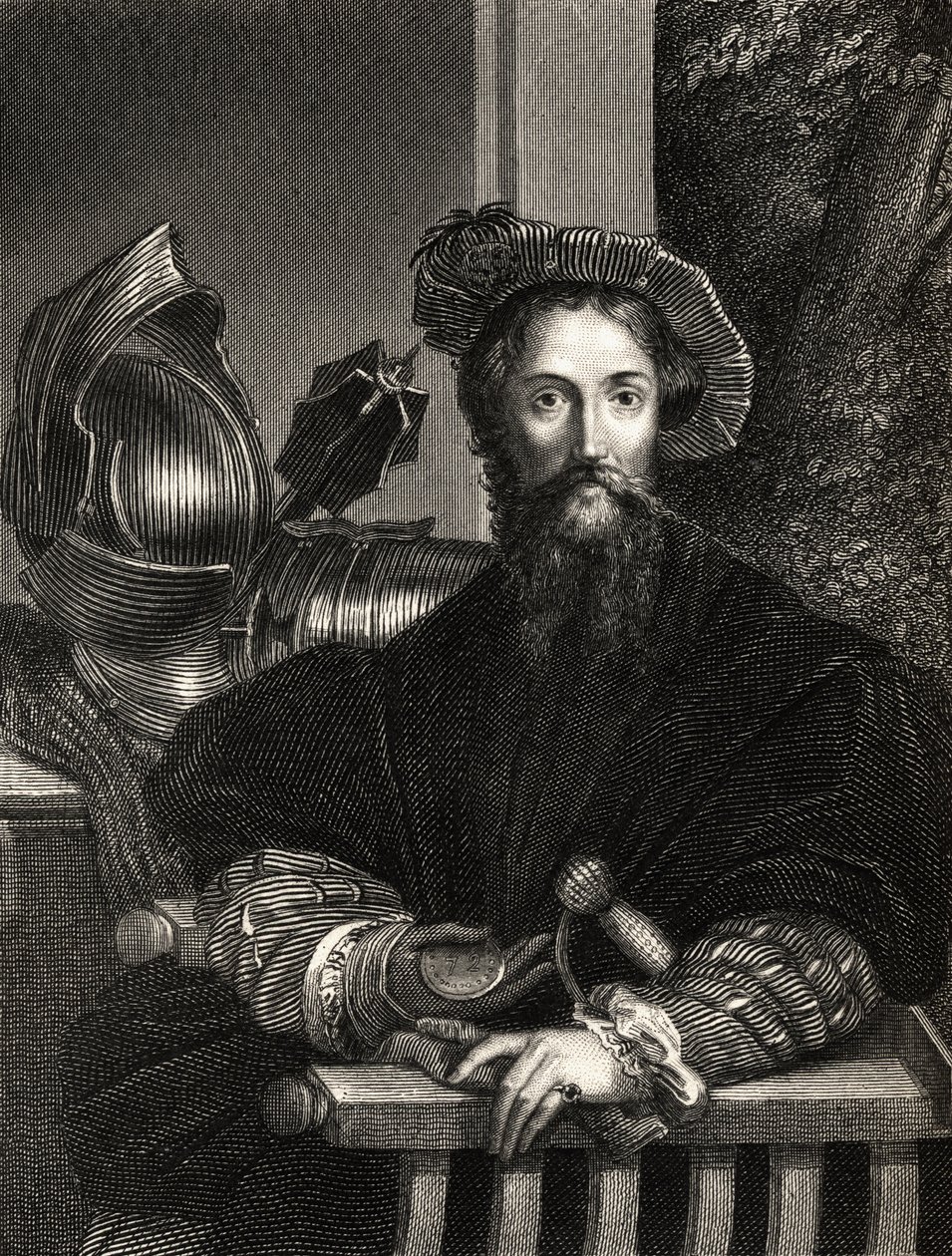 Christoffel Columbus (1451-1506) (gravure) door Parmigianino