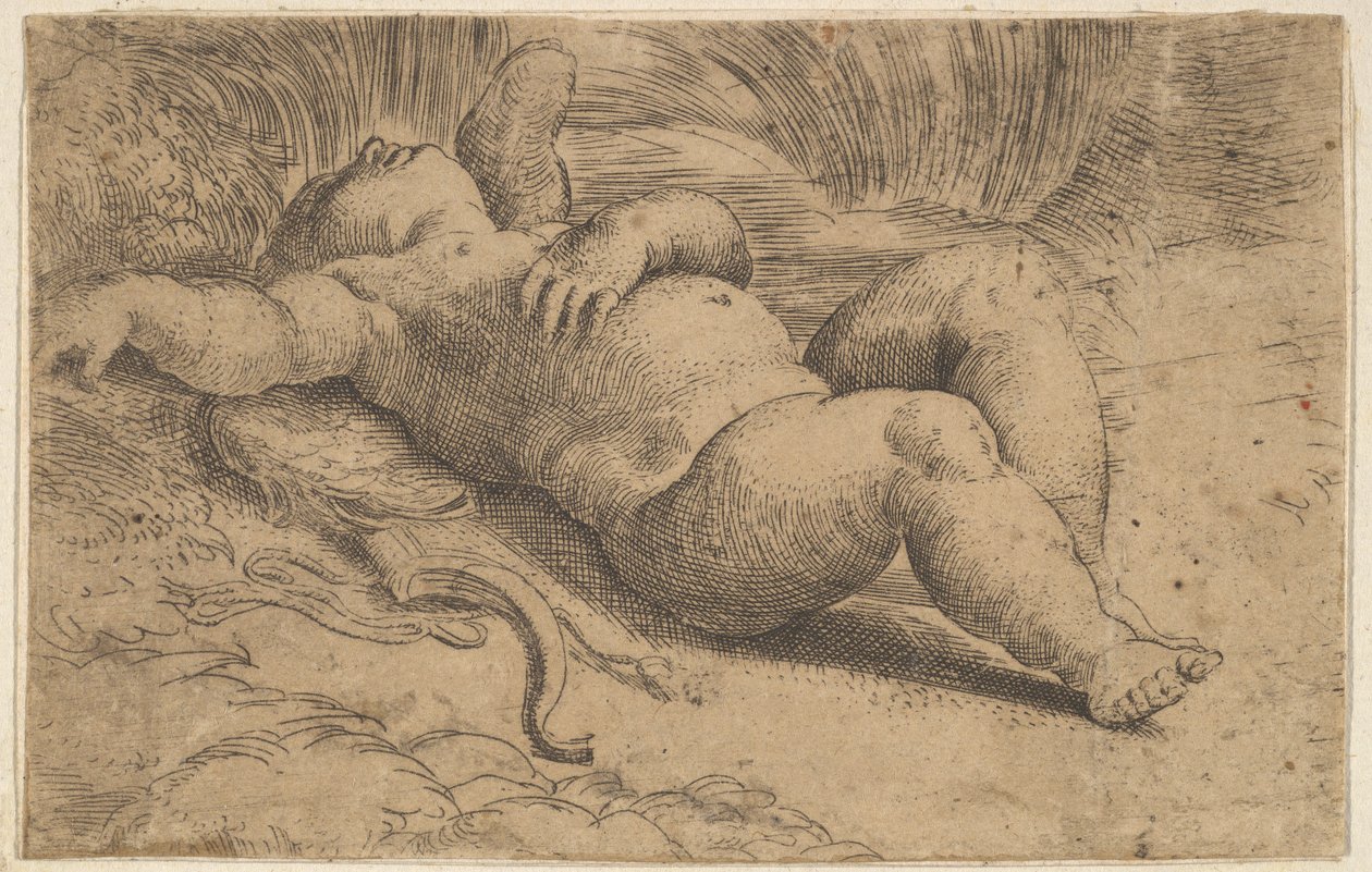 Cupido Slapend, 16e eeuw door Parmigianino