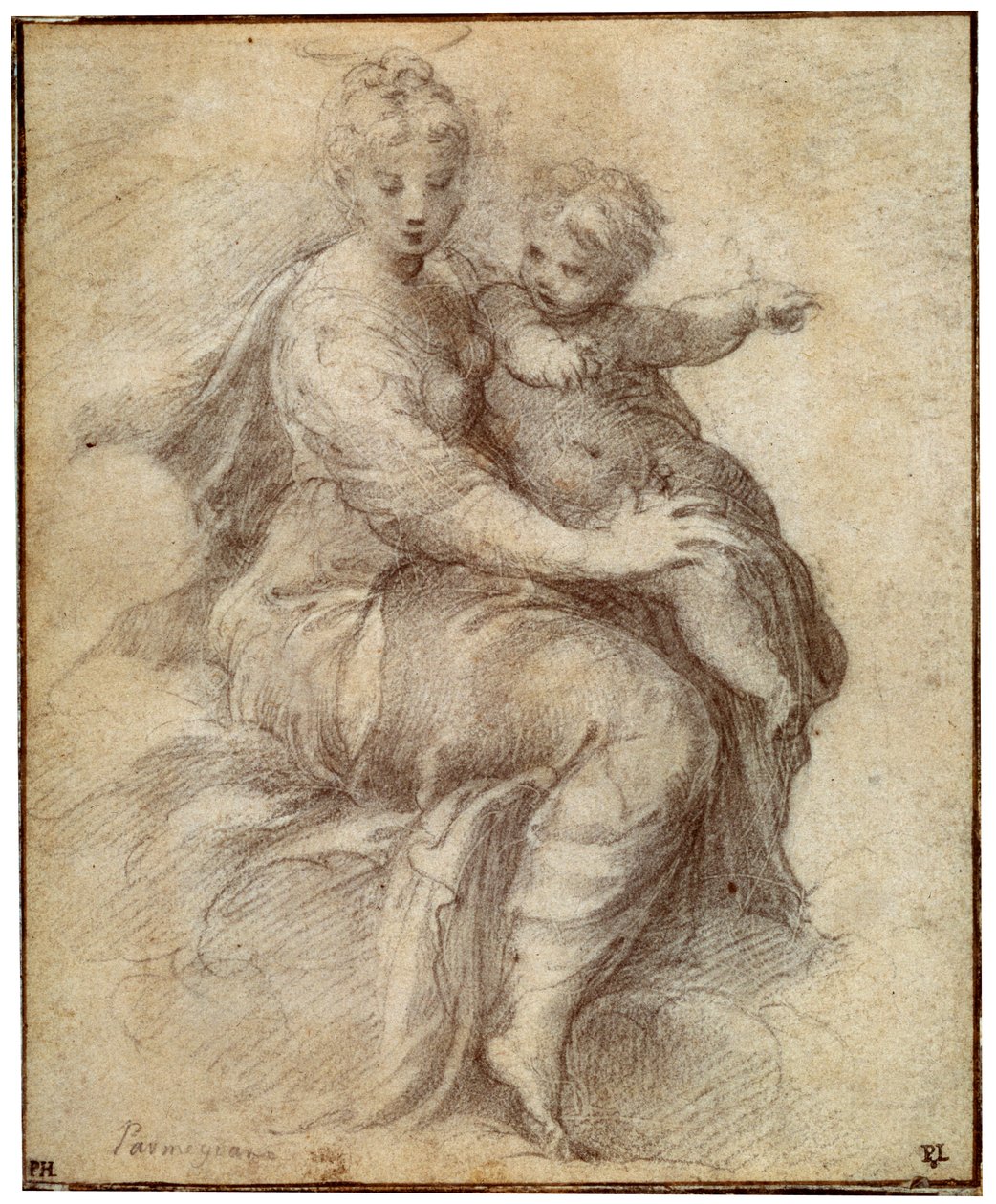 Madonna en Kind op de Wolken door Parmigianino