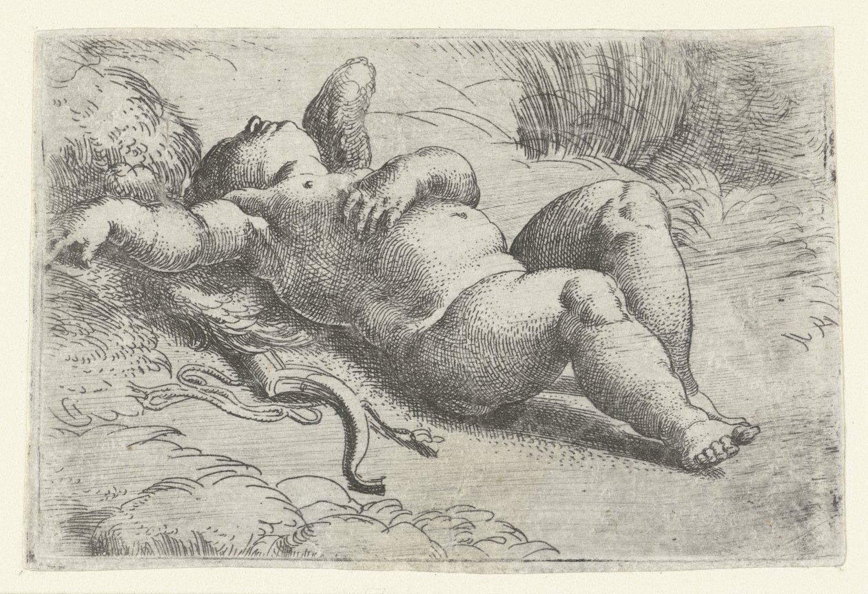 Slapende cupido door Parmigianino