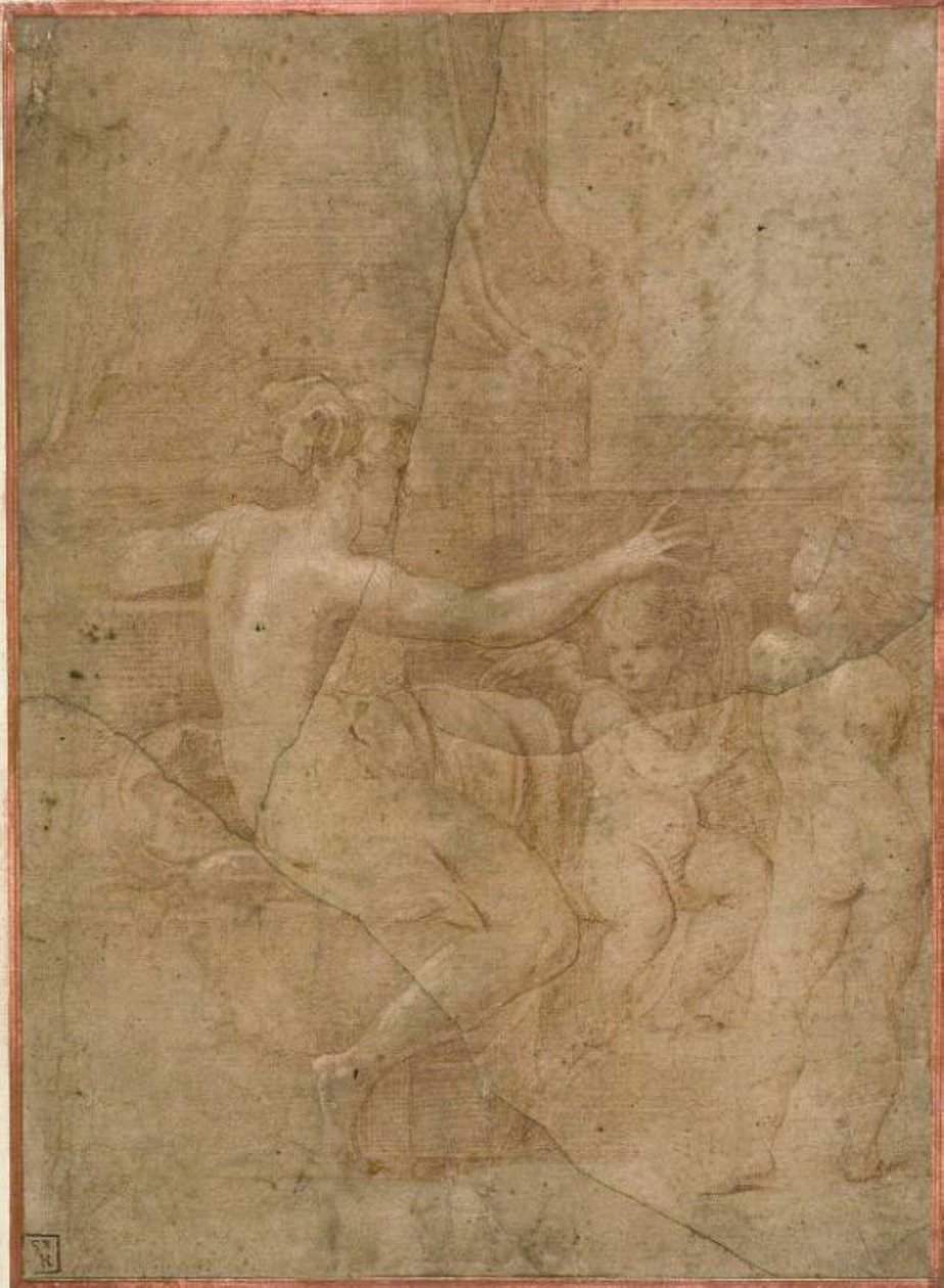 Venus met Cupido en Putto door Parmigianino