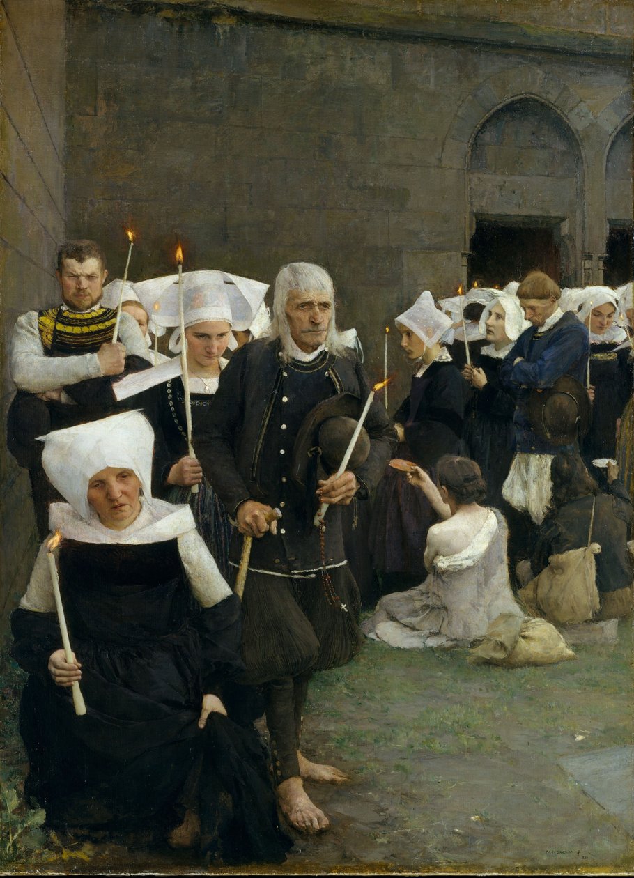 De Vergeving in Bretagne, 1886 door Pascal Adolphe Jean Dagnan Bouveret