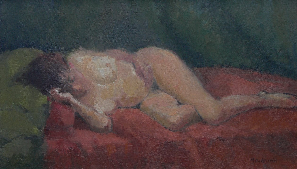 Naakt op rood en groen, 2009 door Pat Maclaurin
