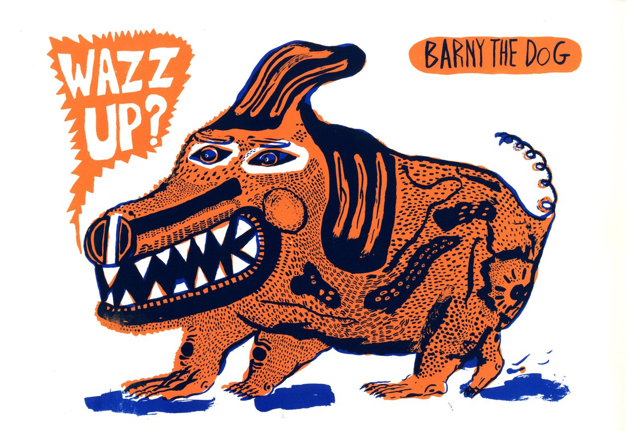 Wazz up, 2014 (zeefdruk) door Pat Macdonald