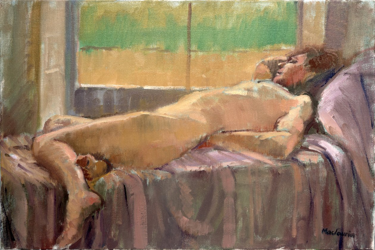 Liggend naakt (olieverf op doek) door Pat Maclaurin
