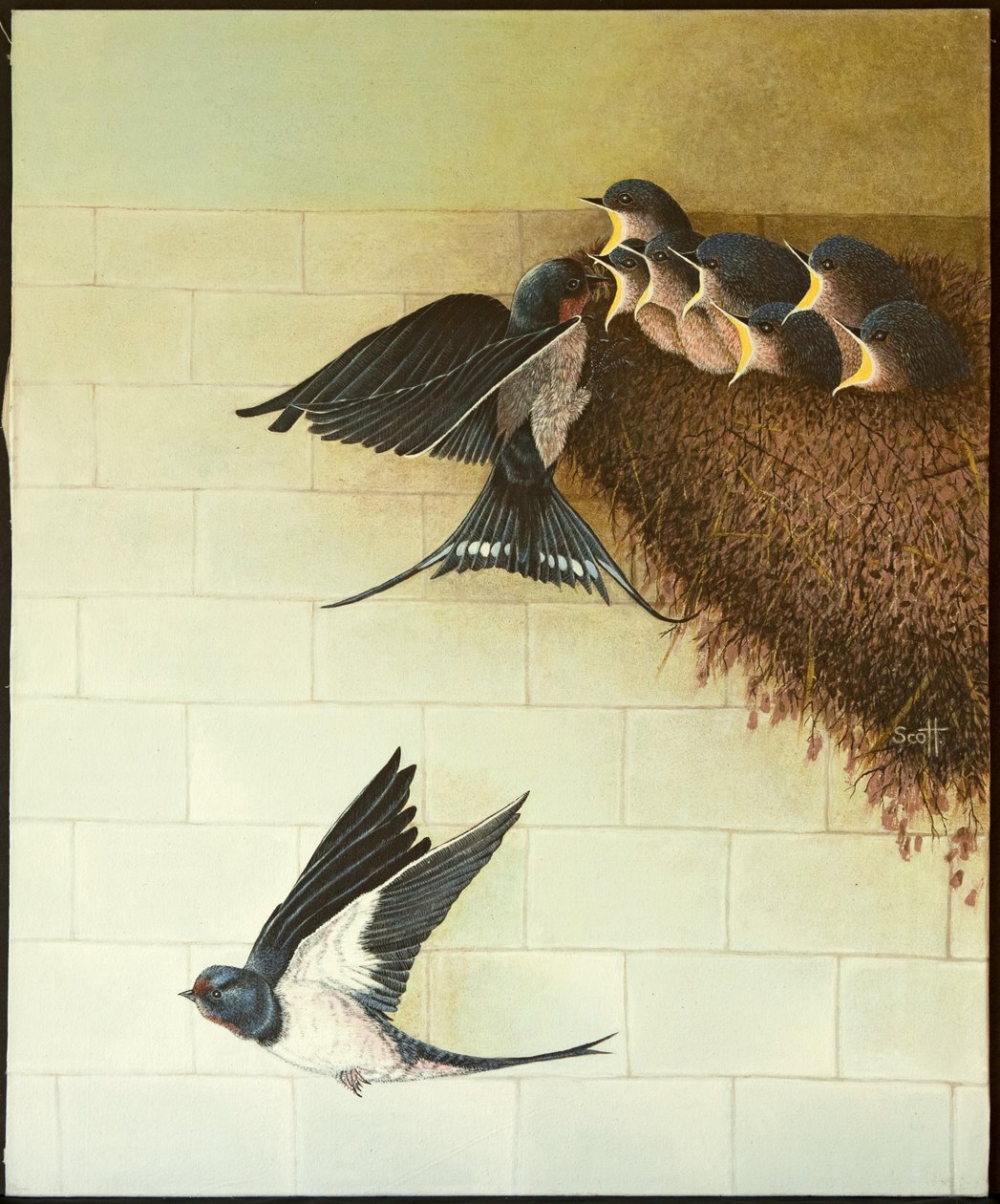 Hongerige monden, 2011 (acryl op calico) door Pat Scott