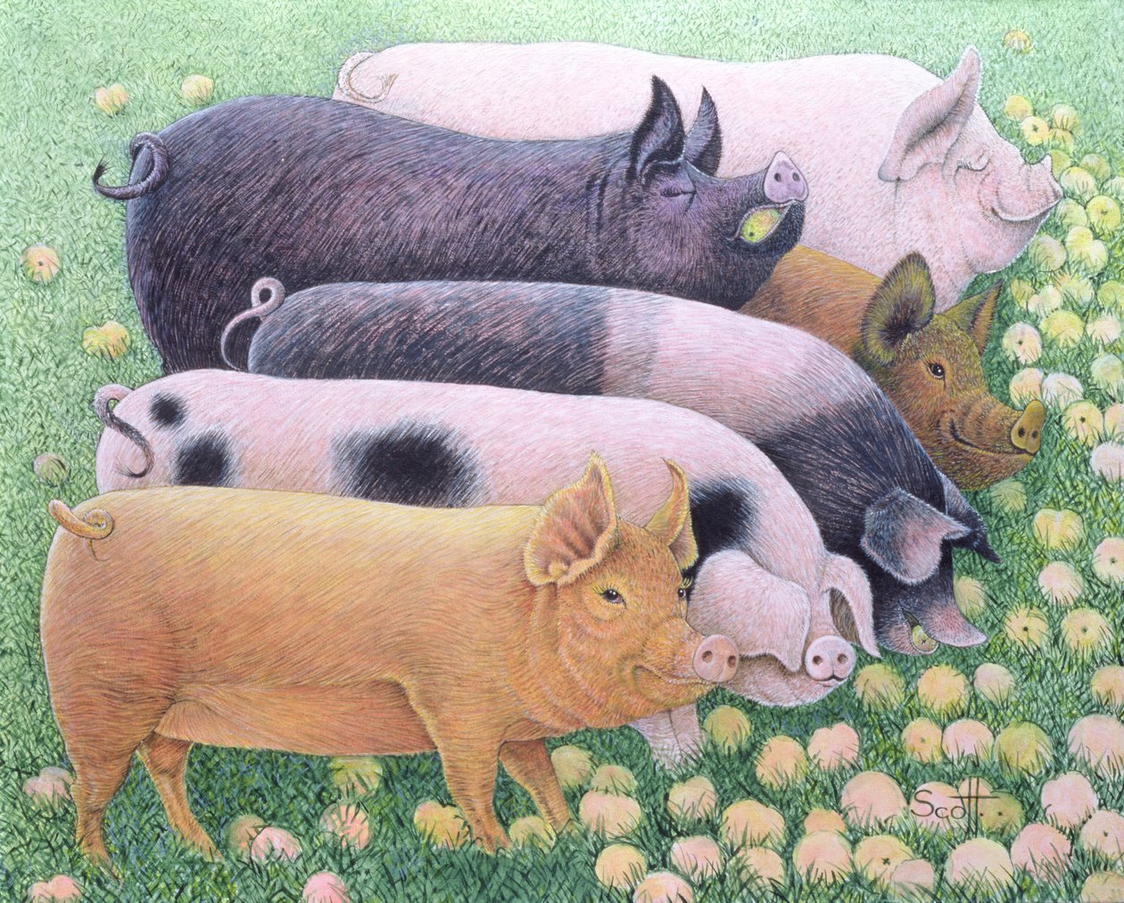 Puur plezier (acryl op calico) door Pat Scott