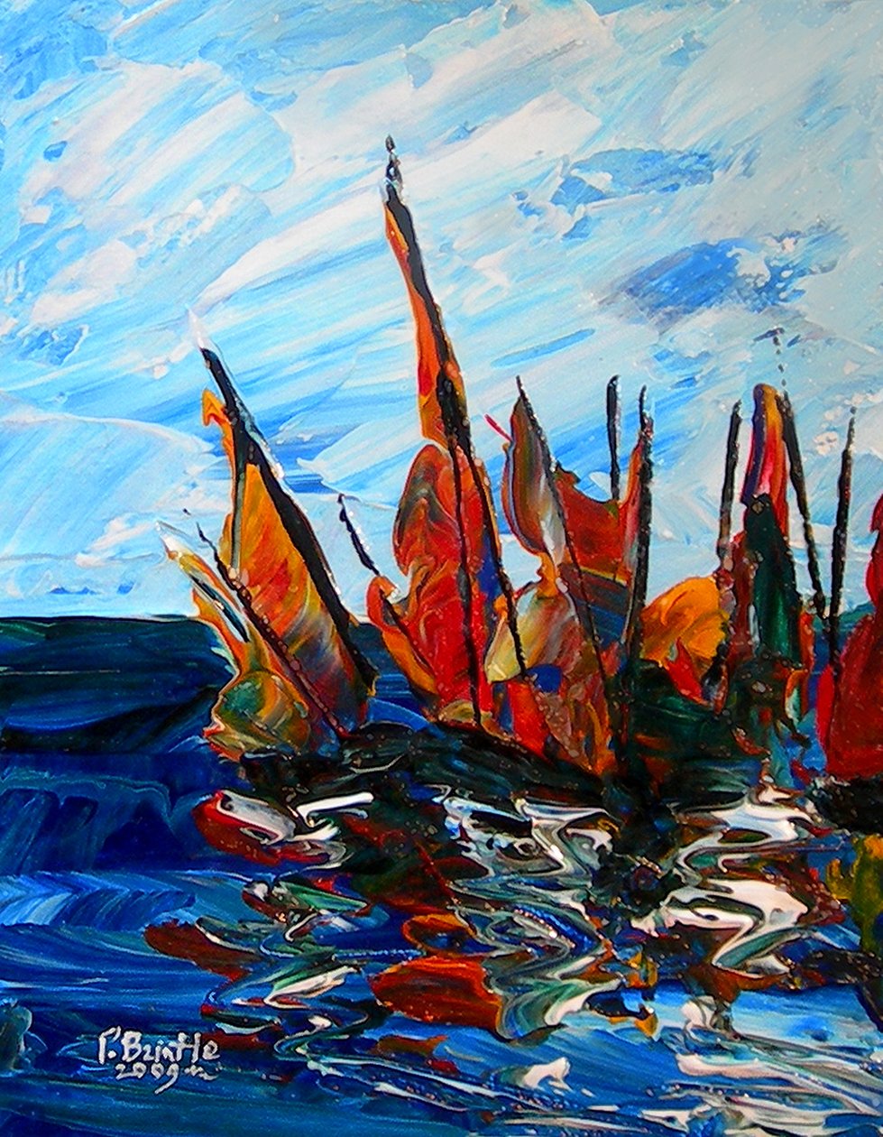 Zeilboten in de haven door Patricia Brintle