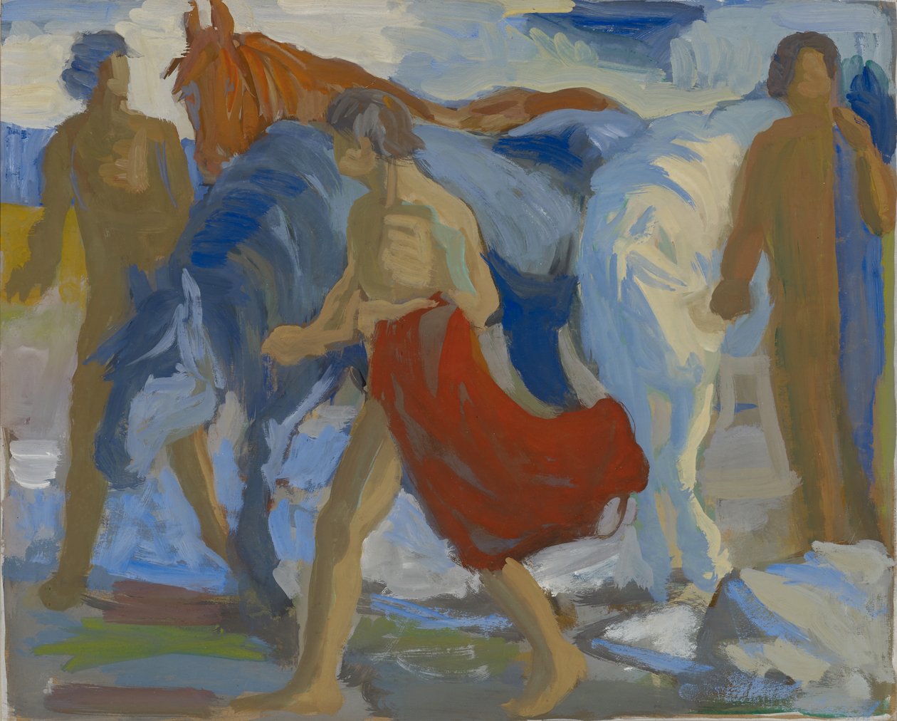 Jonge mannen met paarden, ca. 1913-15 door Paul Altherr