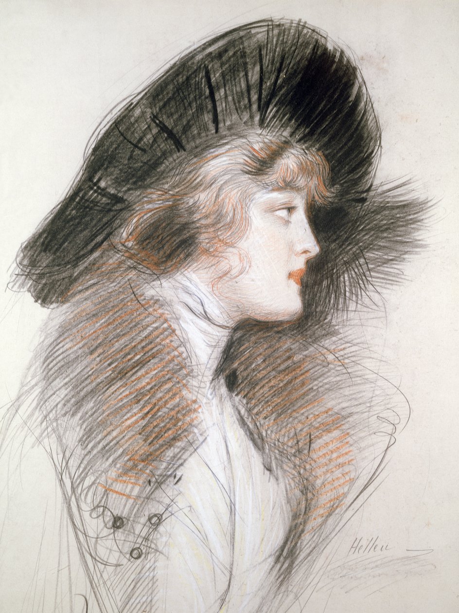 Hoofd van een Elegante Vrouw door Paul Cesar Helleu