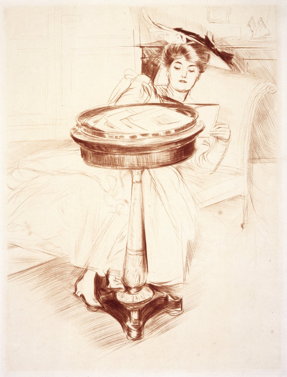 Vrouw die leest, ca. 1895 door Paul Cesar Helleu