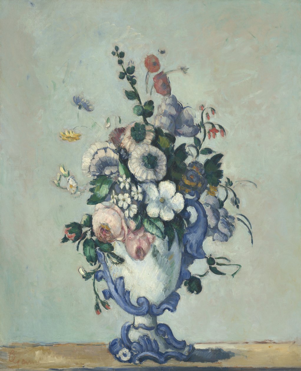 Bloemen in een Rococo vaas, ca. 1876 door Paul Cézanne
