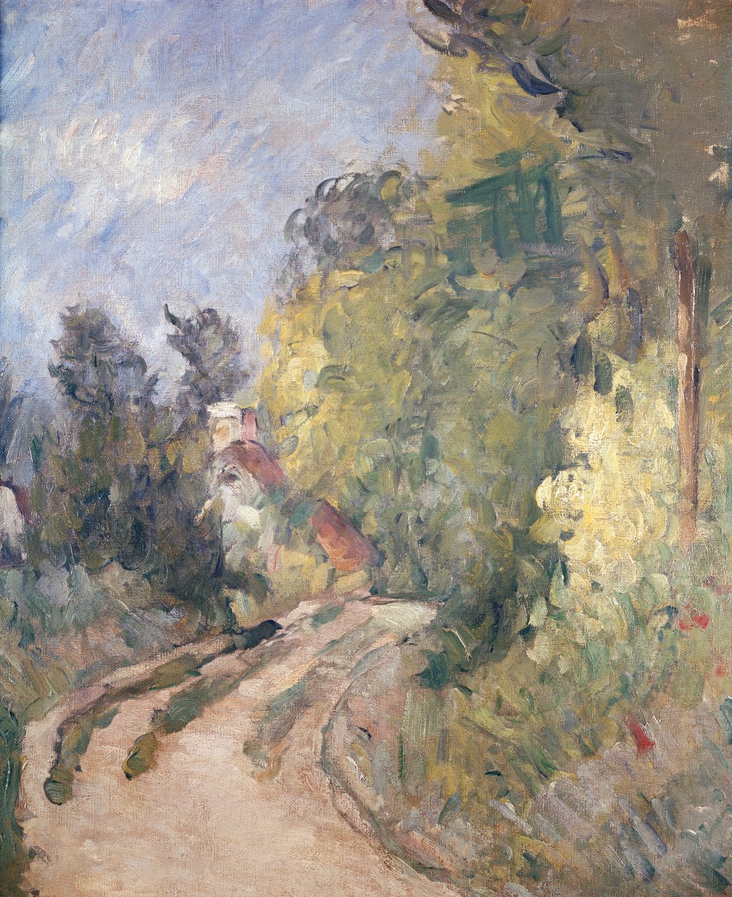 Weg die onder bomen draait, ca. 1873-75 door Paul Cézanne