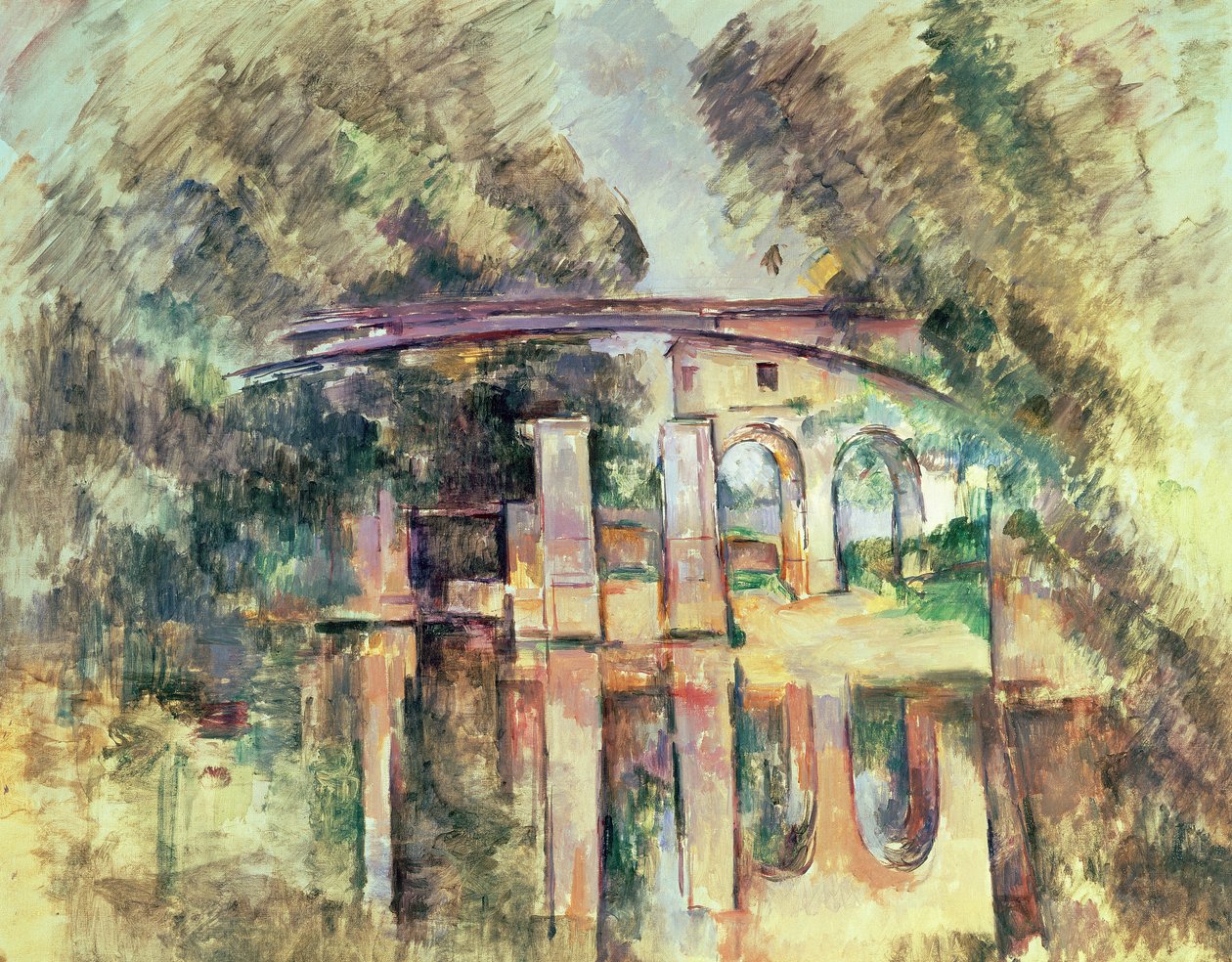 Het Aquaduct en de Sluis, c.1888-90 door Paul Cézanne
