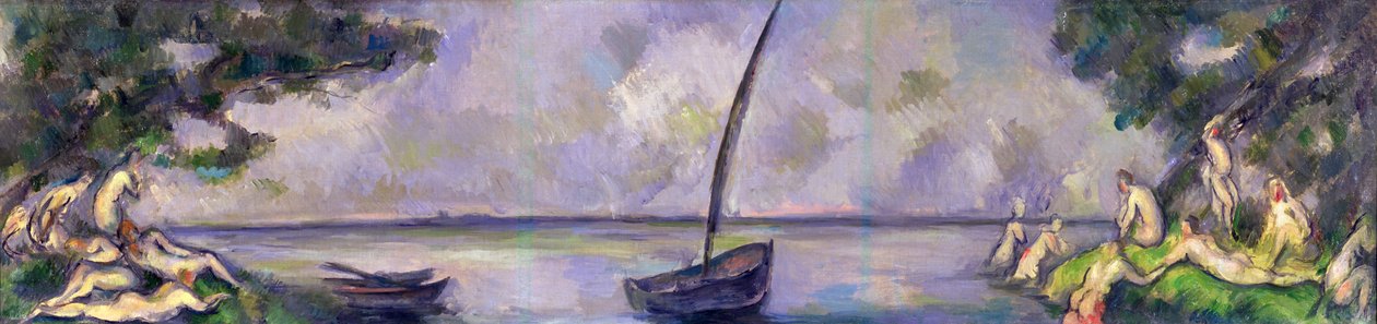 Boot en baders door Paul Cézanne