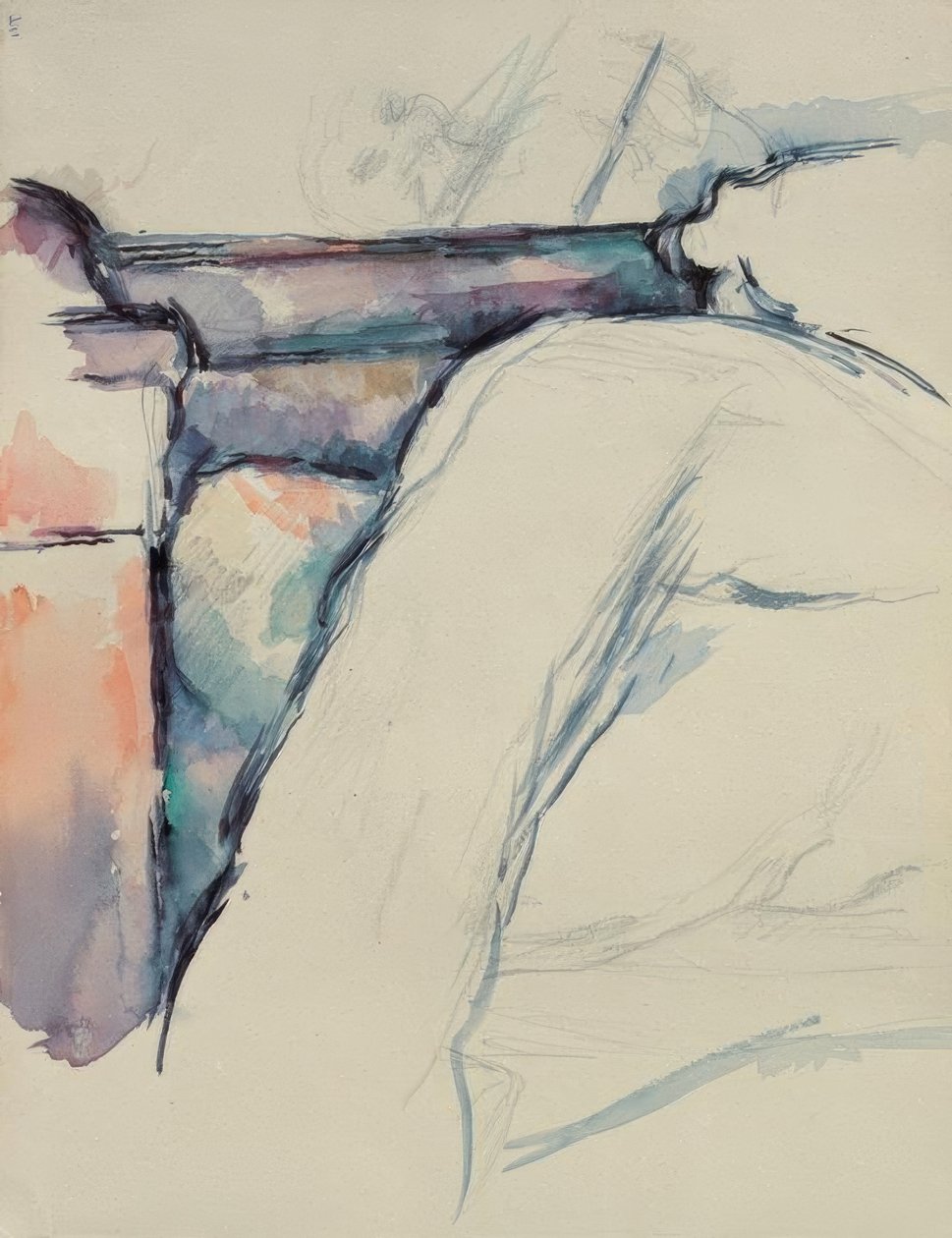 Detailstudie van een onopgemaakt bed door Paul Cézanne