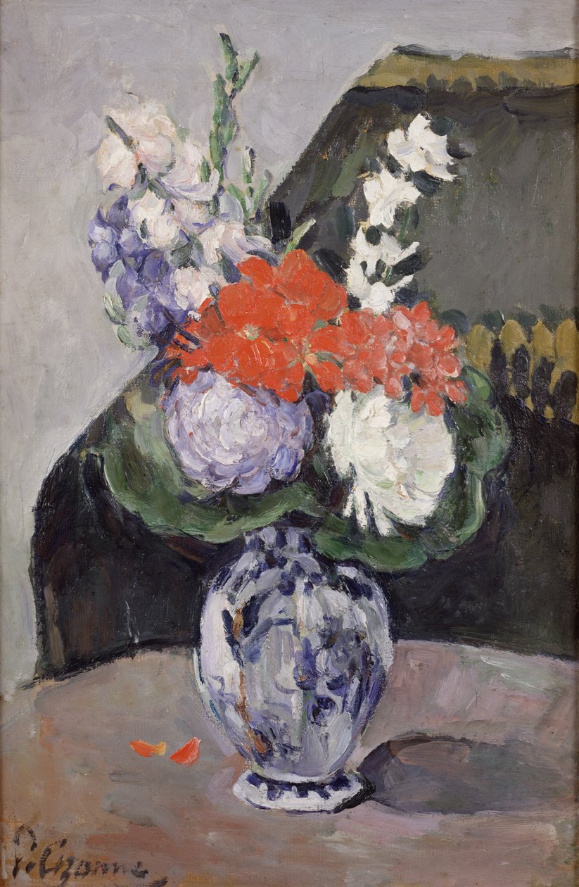 Bloemen in een kleine Delftse vaas, c.1873 door Paul Cézanne