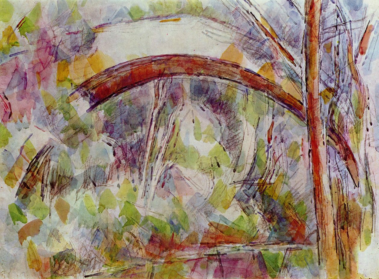 Rivier bij de brug van de drie bronnen door Paul Cézanne