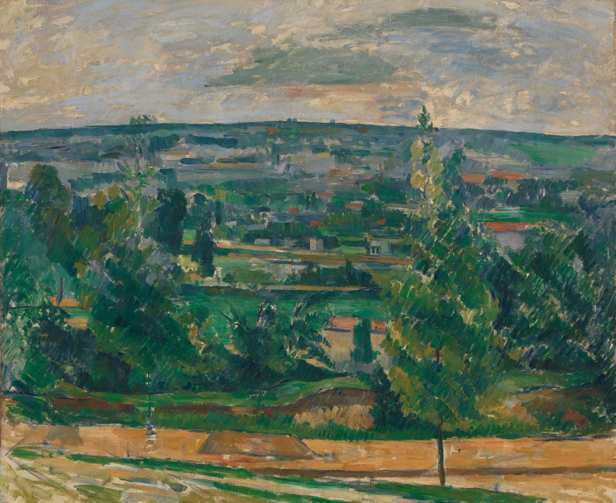 Landschap van Jas de Bouffan door Paul Cézanne