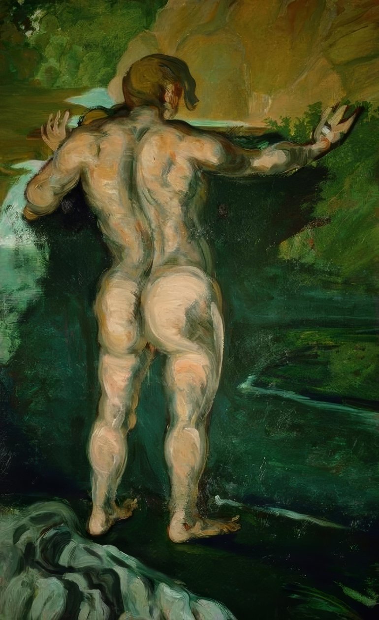 De zwemmer bij de rots door Paul Cézanne