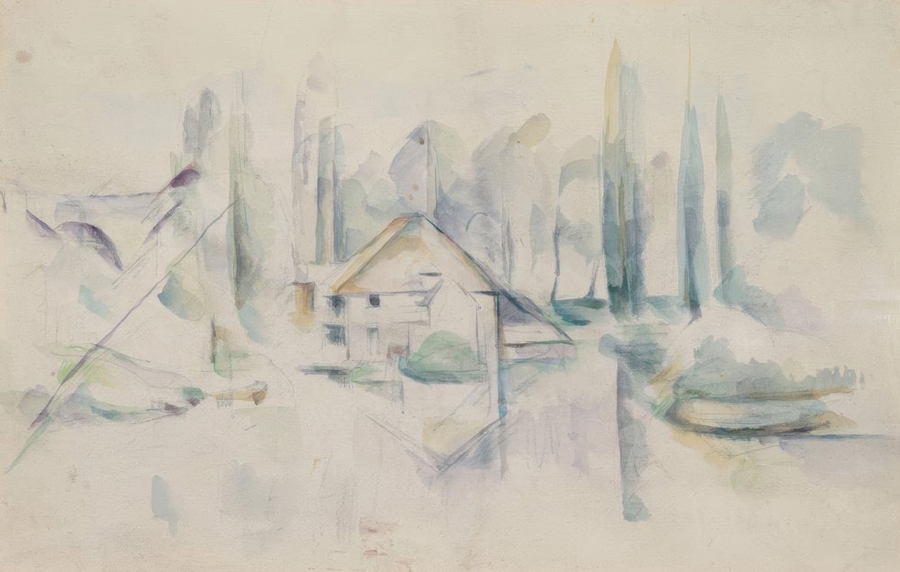 Huis aan het water door Paul Cézanne