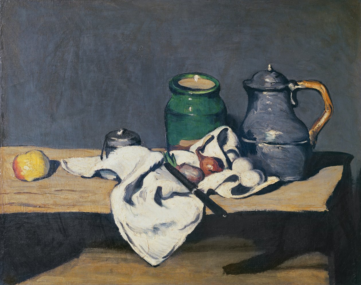Stilleven met een tinnen ketel, 1869 door Paul Cézanne