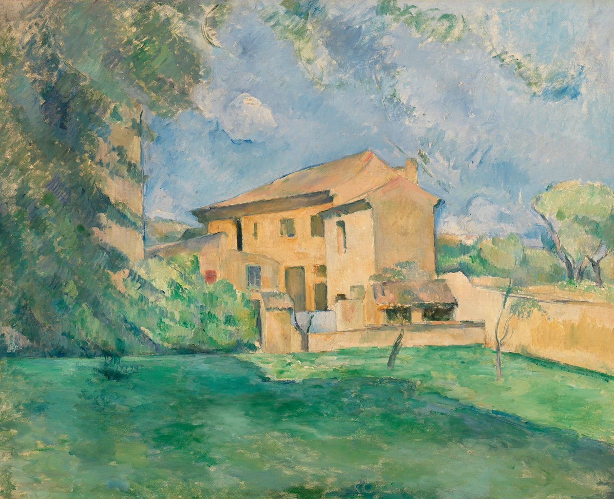 De boerderij in Jas de Bouffan door Paul Cézanne