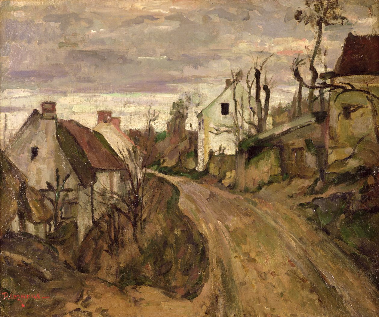 De dorpsweg, Auvers, ca. 1872-73 door Paul Cézanne