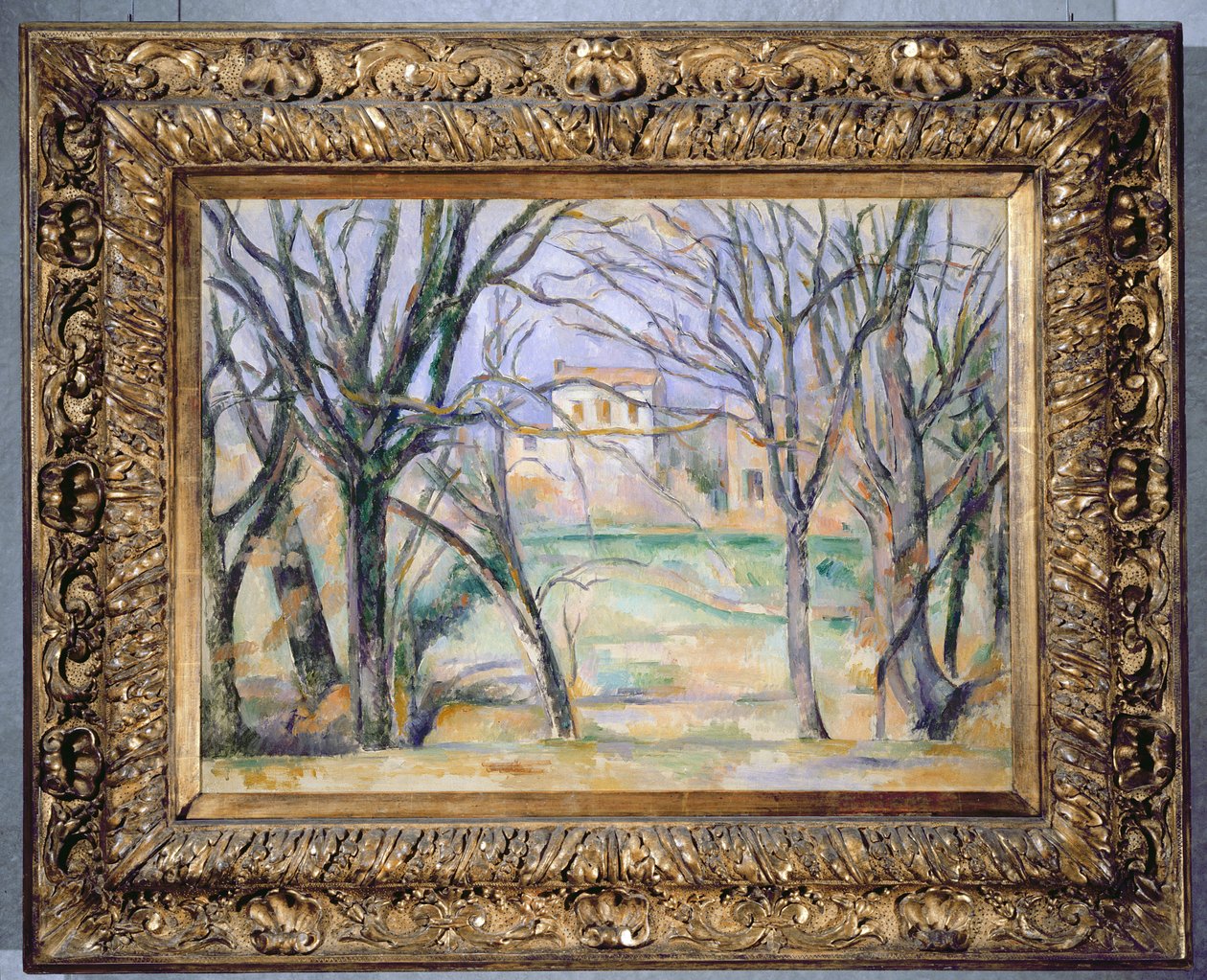 Bomen en huizen, 1885-86 door Paul Cézanne